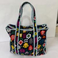 Tas Tote Wanita Berbahan Katun Motif Bunga Multiwarna, Ringan, Kapasitas Besar, Anti Air, Dilengkapi Ritsleting, Model Quilted, Dapat Digunakan Sebagai Tas Selempang/Tangan
