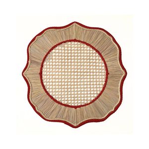 Designer Handcrafted Iraca Palm <b>Christmas</b> <b>Table</b> <b>Mat</b> Elegant Woven Straw Crimson Charger Eco Friendly Holiday Dinner Decoration - Product Image 1