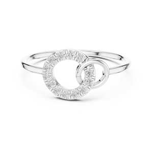 Bague de mariage ethnique pour femme GLOWIQUE en or 14 carats plaqué or, avec halo de diamants ronds taille brillant, bijoux fins - Product Image 4