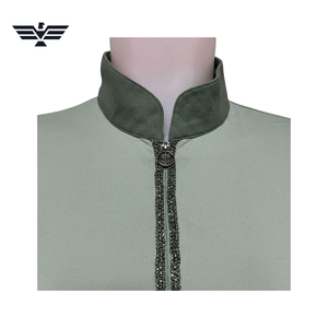 Haut de cyclisme pour femme à col montant, manches longues, tricoté, couleur unie, avec fermeture éclair, en Spandex et Polyester, respirant - Product Image 3