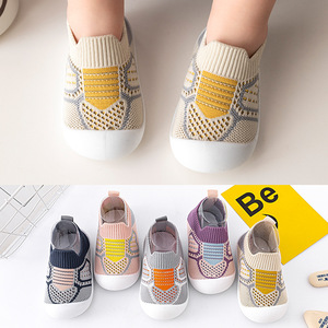 Nouvelles semelles en caoutchouc de printemps, chaussures tissées pour enfants, chaussettes antidérapantes, maille de sol, chaussures respirantes pour bébé - Product Image 2