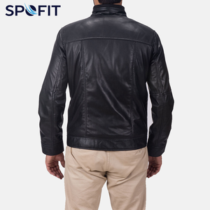 Chaquetas Casuales de Invierno de Cuero Genuino Premium para Hombre, Cuello Alto, Impermeables, con Cierre, Teñidas, Lavadas, Delanteras Suaves, Cómodas y Duraderas - Product Image 5