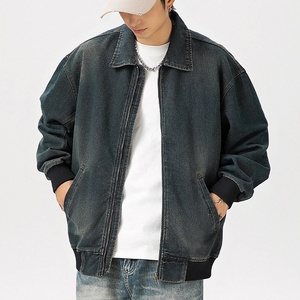 Chaqueta vaquera de gran tamaño vintage hecha a medida para hombre, resistente al viento de alta calidad con cuello levantado con cremallera para invierno - Product Image 4