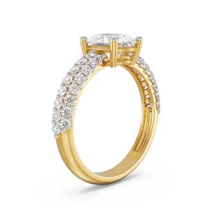 Bague de Fiançailles Classique de Luxe en Moissanite Taille Ovale, Bande Pavée Scintillante, Plaqué Or, Argent, Or Rose, Bijoux de Mariage et de Fête - Product Image 3