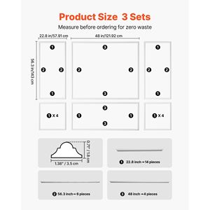 Moulures murales en polystyrène légères et peignables, lot de 3, installation facile, kit de panneaux de lambris décoratifs intérieurs, panneaux muraux - Product Image 2