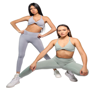 ชุดออกกำลังกายโยคะ 2 ชิ้น เสื้อและกางเกงขาสั้น แฟชั่นใหม่ ทันสมัย ไซส์พลัส เป็นมิตรกับสิ่งแวดล้อม แห้งเร็ว ไร้รอยต่อ เหมาะสำหรับฟิตเนส - Product Image 1
