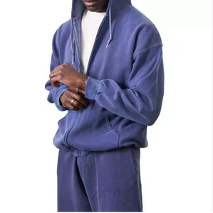 Survêtement à capuche unisexe de haute qualité pour l'automne, coupe classique, délavage acide, manches longues, fermeture à cordon, 100 % coton - Product Image 4