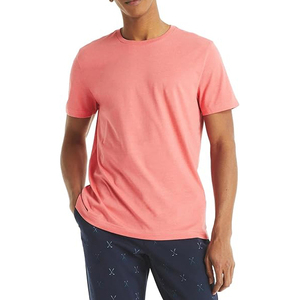 Camiseta de Manga Corta para Hombre, Cuello Redondo, Color Rosa Coral, Corte Regular, 100% Algodón Jersey, Diseño Liso Informal - Product Image 1