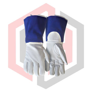 Gants de soudage TIG en cuir de chèvre pleine fleur, avant et arrière, avec poignet tricoté, haute qualité, pour travail quotidien et sécurité incendie, OEM 16 pouces - Product Image 3