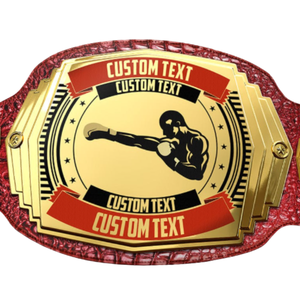 Ceinture de championnat de boxe personnalisée avec texte et design sur mesure, ceinture rouge et or de qualité supérieure pour les événements de boxe et les collectionneurs - Product Image 5