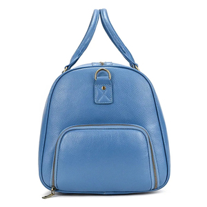 Sac de voyage en cuir bleu avec bandoulière réglable, grande capacité, fermeture à glissière, unisexe - Product Image 2