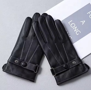 Gants en cuir longueur poignet avec doublure thermique en laine, style uni, pour l'hiver, utilisation quotidienne - Product Image 2