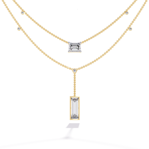 Collier pendentif en moissanite taille émeraude, argent 925 plaqué rhodium, chaîne de luxe unisexe, bijoux de mariage certifiés GRA AMBER - Product Image 4