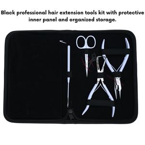 Kit de herramientas para extensiones de cabello blanco con alicate de crimpado de microperlas de acero inoxidable de 5 pulgadas y alicate de extracción, herramienta de gancho para microenlaces - Product Image 5