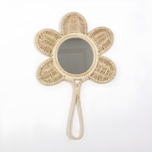 Mini handheld <b>mirror</b> rattan hand held <b>mirrors</b> with petal shape nursery girl room accessories - Product Image 2