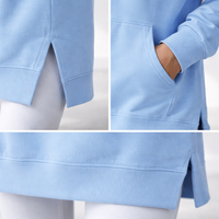 Grosir OEM Sweatshirt Hoodie Wanita Oversize Premium 300g Bahan Poly Cotton Fleece Acid Wash dengan Belahan Depan, Kasual Berlapis untuk Musim Dingin
