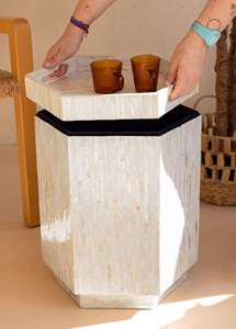 Mesa de Centro de Mosaico de Conchas Capiz con Diseño Hexagonal Único, Muebles de Lujo para Sala de Estar, Fabricante - Product Image 4