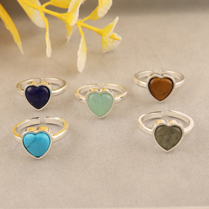Heart Shape 18k Silver Plated Brass Gemstone <b>Ring</b> <b>Adjustable</b> Women Japanese Fashion Jewelry Luxury Style Bezel Setting <b>Rings</b> - Product Image 2