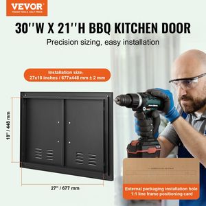 Porta di accesso per cucina da esterno e barbecue 30W x 21H pollici con maniglie verticali a muro, piastra refrigerante a incasso e doppio accesso per lo stoccaggio - Product Image 2