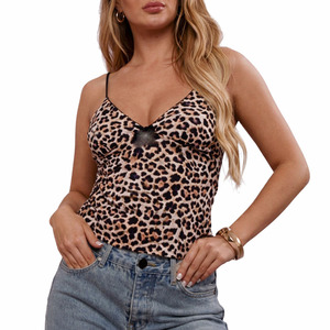 Trendy Women Leopard-Print Camisole Spaghetti Strap Slim Fit Top Custom Y2K Fashion Streetwear Private Label Women's <b>shirt</b> - Product Image 1