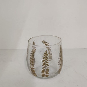 Wholesale Multi-Use Luxury <b>Glass</b> Candle <b>Jars</b> Hand-Crafted Custom Home <b>Decor</b> Square Shape Natural Leaf Print Wedding Centerpieces - Product Image 3