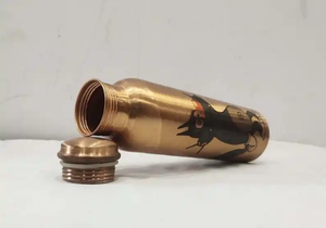 Handmade Copper <b>Flask</b> <b>Bottle</b> Leak Proof Reusable Ayurvedic Water <b>Bottle</b> for Office Desk Gym and Outdoor Travel - Product Image 4