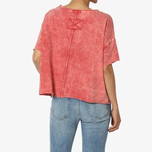T-shirts amples pour femmes en coton délavé à l'acide, séchage rapide et respirant, T-shirt délavé à l'acide pour femmes - Product Image 2