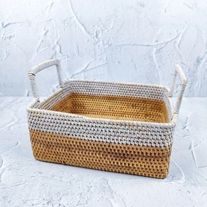 <b>Square</b> Two-Tone Rattan Decorative Serving <b>Storage</b> Handmade Eco-Friendly Natural Rattan <b>Storage</b> <b>Baskets</b> Modern Multifunction - Product Image 5