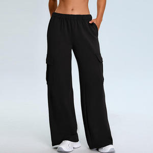 Pantalon long décontracté pour femme, coupe droite et large, taille haute élastique, couleurs unies, respirant, idéal pour le bureau et l'automne - Product Image 6