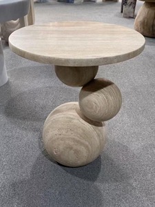 Mesa de Centro Moderna de Piedra con Base Esférica, Muebles Minimalistas para Sala de Estar, Diseño Artesanal - Product Image 5