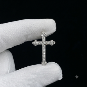 Trendy Minimalist Jewelry 14K <b>Solid</b> <b>Gold</b> Iced Jesus Cross <b>Pendant</b> Necklace Custom Natural Diamond Christian Religious Fine Charm - Product Image 3