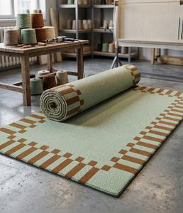 Premium Handmade Wool Non-Slip Hand Tufted Area <b>Rug</b> Featuring Abstract Border Pattern for Contemporary Interior <b>Spaces</b> - Product Image 3