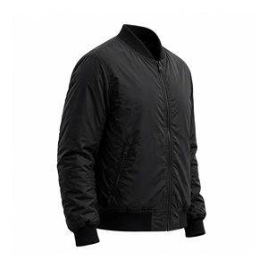 AMKOOR Men's <b>Black</b> <b>Fleece</b> <b>Jacket</b> Windproof Polyester Stand Collar Zipper Autumn Regular Fit - Product Image 4