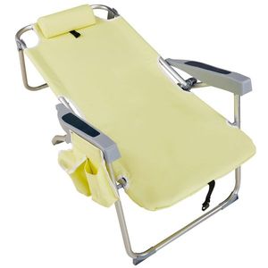 Sedia da Spiaggia Gialla 63*70*99cm, Capacità di Carico 100kg, Tessuto Oxford Rinforzato, Supporti in Alluminio Bianco Argento, Portata 100kg - Product Image 2
