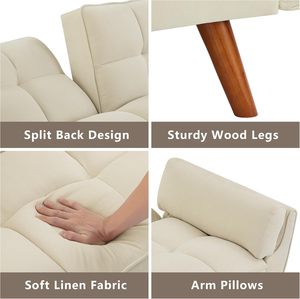Sofá Nórdico de Lujo de Mediados de Siglo Personalizado con Paneles Laterales de Madera Maciza Minimalista - Product Image 5