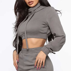 ชุดสูทกันเหงื่อของผู้หญิงชุดออกกำลังกายผ้าฝ้ายมีฮู้ดและกางเกงซับเหงื่อสำหรับฤดูหนาว - Product Image 4