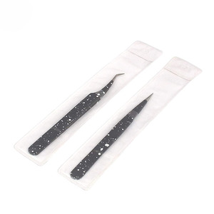 Pinzas para Extensiones de Pestañas con Punta Recta y Curva, Pinzas de Acero Inoxidable Blancas y Negras para Pestañas Postizas - Product Image 4
