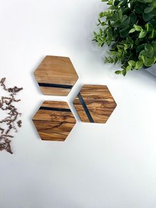 Premium Design Resin Inlay Coaster <b>Set</b> MDF Coaster Resin Coaster MDF Resin Inlay Coaster Place Mats at factory Wholesale Price - Product Image 2