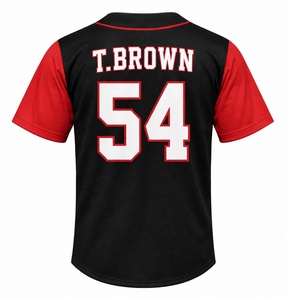 Custom Sublimated <b>Black</b> Red Baseball Jersey Full <b>Button</b> Stitch Team Name Number Vintage Streetwear Men Hip Hop Athletic <b>Button</b> - Product Image 5