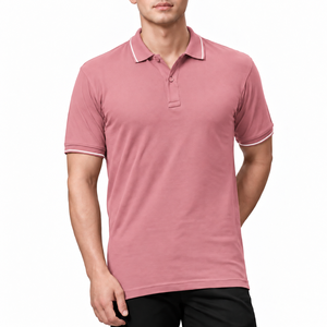 เสื้อโปโลผู้ชายลำลองสีพื้น แขนสั้น สำหรับตีกอล์ฟ รับสกรีนโลโก้ แต่งขอบสี ขายส่ง - Product Image 4