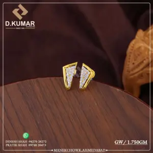 Boucles d'oreilles à clip en or 18 carats avec diamant, cadeau de mariage pour un usage quotidien, boucles d'oreilles tendance pour femmes - Product Image 3