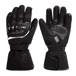 Gants de course en cuir à doigts entiers, noirs, coupe-vent, avec fermeture auto-agrippante, pour la conduite, unisexe, hiver, extérieur - Product Image 1