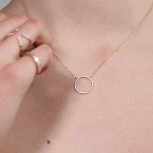 Lab Grown Diamond Pave Set Circular Open Frame <b>Pendant</b> Necklaces For Women Minimalist Custom 14K 18K <b>Solid</b> <b>Gold</b> Wholesale Price - Product Image 2