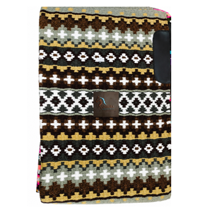 ASHMIRA EQUESTRIAN Tapis de selle Western Gris Marron Noir Blanc Motif Géométrique Mélange de Laine Contourné Couverture de Cheval avec Patch en Cuir - Product Image 3