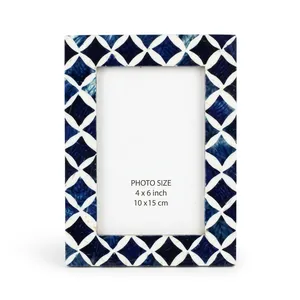 Handmade Blue Geometric Resin Eco-Friendly Durable Lightweight <b>Photo</b> <b>Frame</b> Vertical Wall <b>Mount</b> Trendy Picture Holder - Product Image 3
