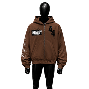 NUEVA SUDADERA CON CAPUCHA PARA HOMBRE, DE CALIDAD, ESTILO CASUAL Y MODEA, COLOR MARRÓN, CON CIERRE DE CREMALLERA, TALLA GRANDE, DE Felpa, CON ESTAMPADO FRONTAL - Product Image 1