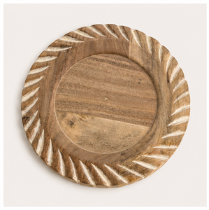 Handcrafted Eco-Friendly Mango Wood Charger <b>Plate</b> Round Scalloped Rustic Serving Tray for Wedding and Party Table <b>Decoration</b> - Product Image 3