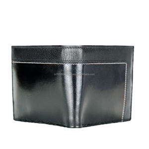 Portefeuille à deux volets pour hommes de luxe classique Fentes pour cartes RFID en cuir véritable Fermeture ouverte minimaliste Motif lisse Longueur courte Polyester - Product Image 2