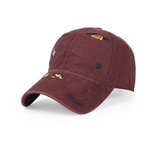 Casquette de baseball en coton 6 panneaux avec broderie artisanale, respirante, séchage rapide, décontractée, protection solaire pour adulte, couleur bordeaux, toutes saisons - Product Image 1