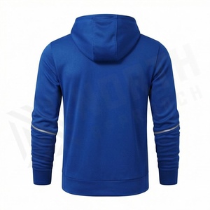 Survêtement bleu à capuche pour homme, sweat-shirt sportif à fermeture éclair intégrale avec poches latérales et pantalon à cordon de serrage, coupe classique, idéal pour l'automne - Product Image 2
